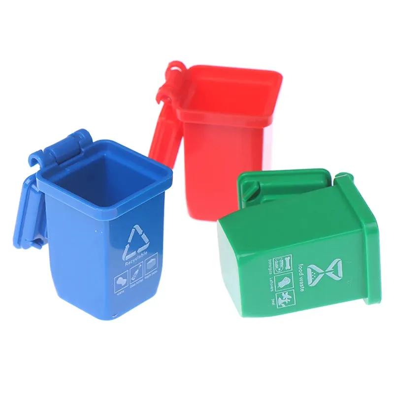 Miniature Trash Can Set for Dollhouse Decor
