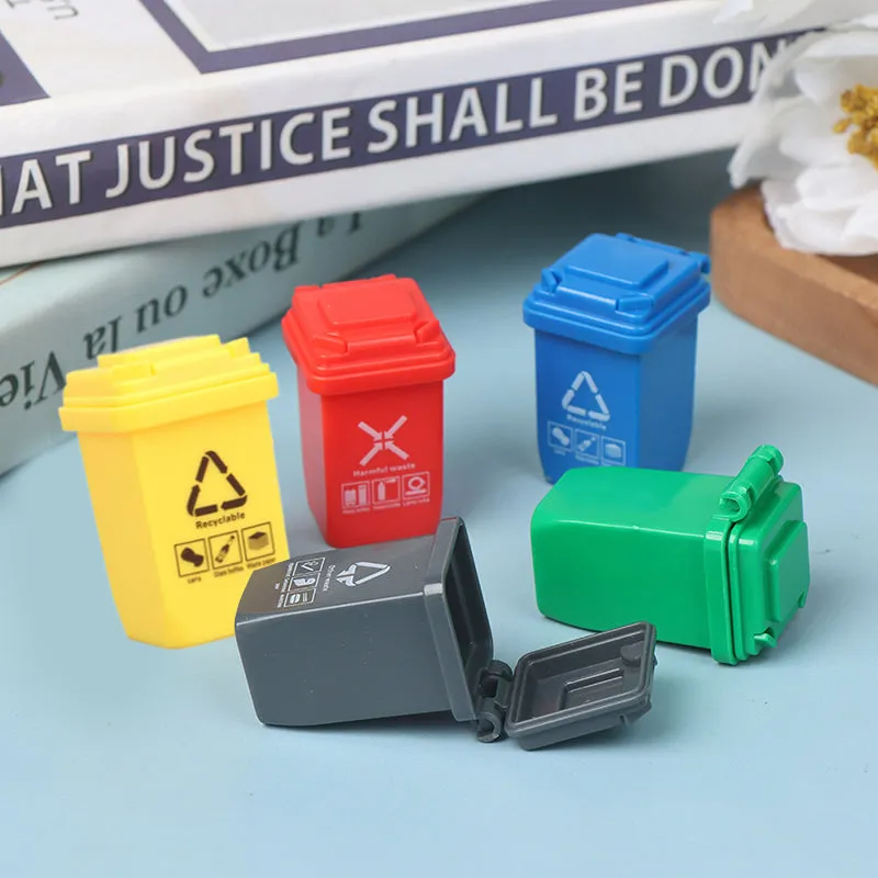 Miniature Trash Can Set for Dollhouse Decor