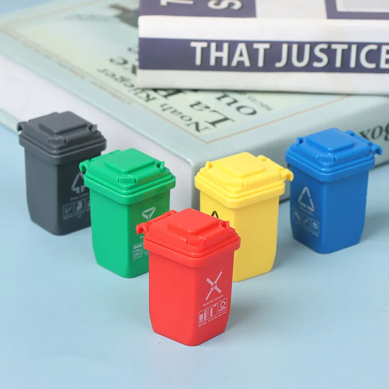 Miniature Trash Can Set for Dollhouse Decor