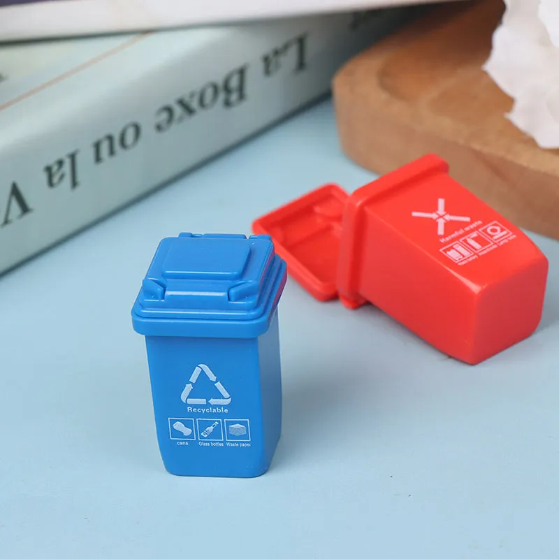 Miniature Trash Can Set for Dollhouse Decor