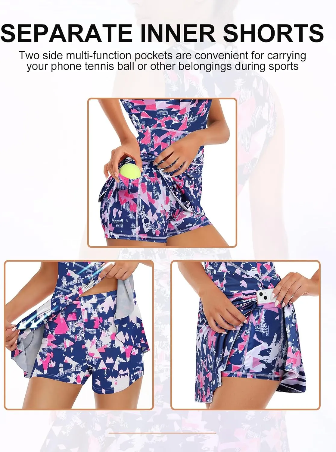 Misyula Tennis Dresses for Women,Athletic Dress with Shorts 2Pockets Zip Up Polo Sleeveless Golf Workout Dress(XS-XL)
