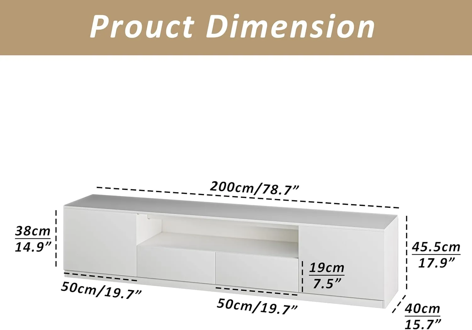 Modern Media Console TV Stand for 65/70/75 inch TV, TV Cabinet with Storage Drawers, Wooden Entertainment Center for Living Apartment