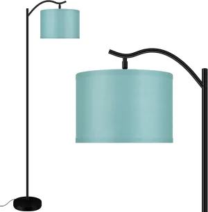Montage Mid Century Arched Floor Lamp with Green Linen Shade, E26 Socket, Footswitch - Perfect for Living Room, Bedroom or Office