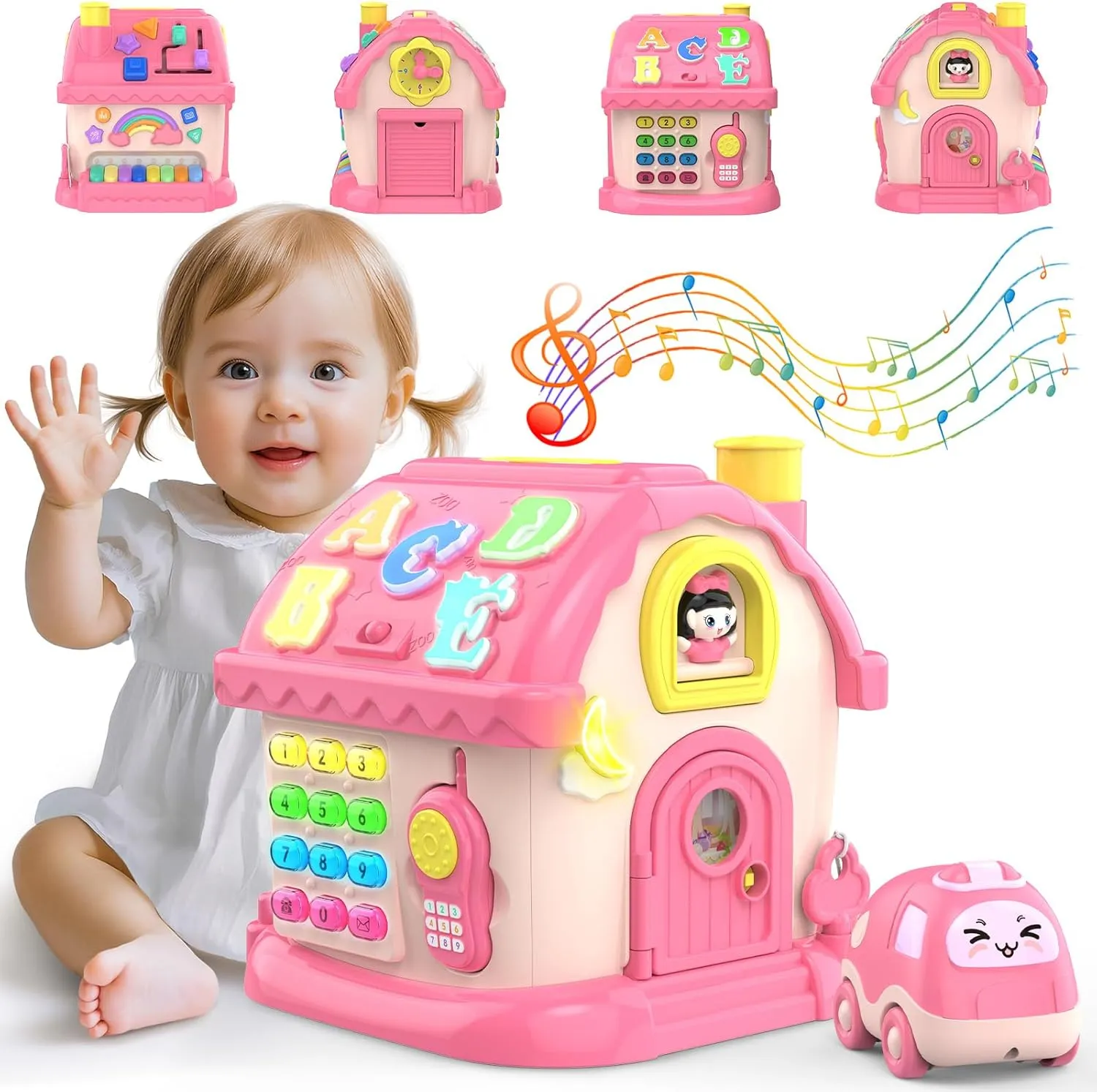 Montessori Toys for 1 Year Old Girl Gifts, 12-in-1 Musical House Toddler Learning Toys for 1-2, 1st First Birthday Gifts for Girls and Boys Baby 6-12 12-18 6-24 Months