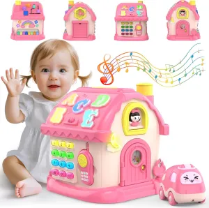 Montessori Toys for 1 Year Old Girl Gifts, 12-in-1 Musical House Toddler Learning Toys for 1-2, 1st First Birthday Gifts for Girls and Boys Baby 6-12 12-18 6-24 Months