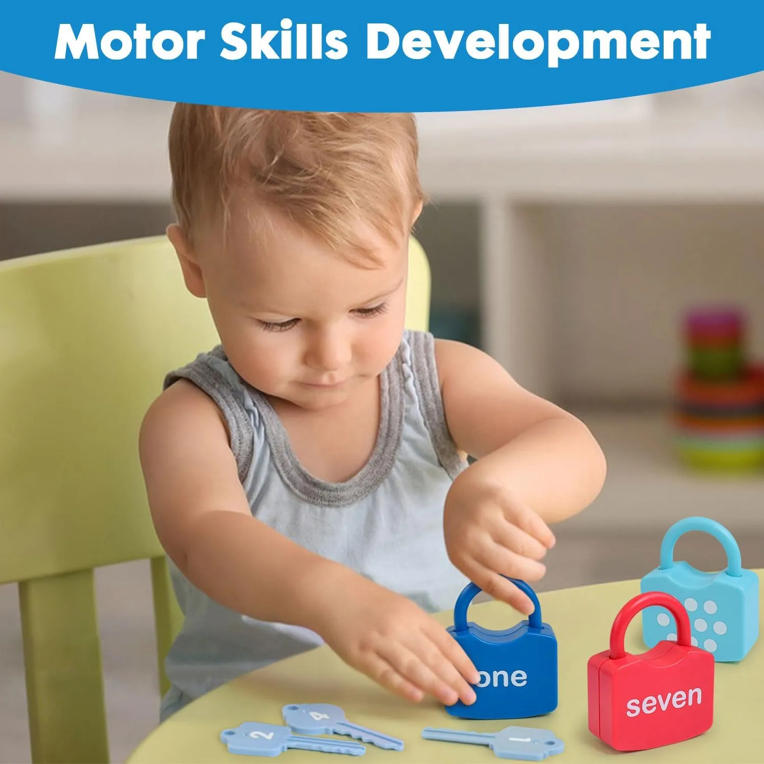 Montessori Toys for 3 Year Old, Preschool Activities Toys Games for Toddler, Lock & Key Counting Toys for Toddlers, Math Manipulatives for Preschool Kindergarten Learning & Education