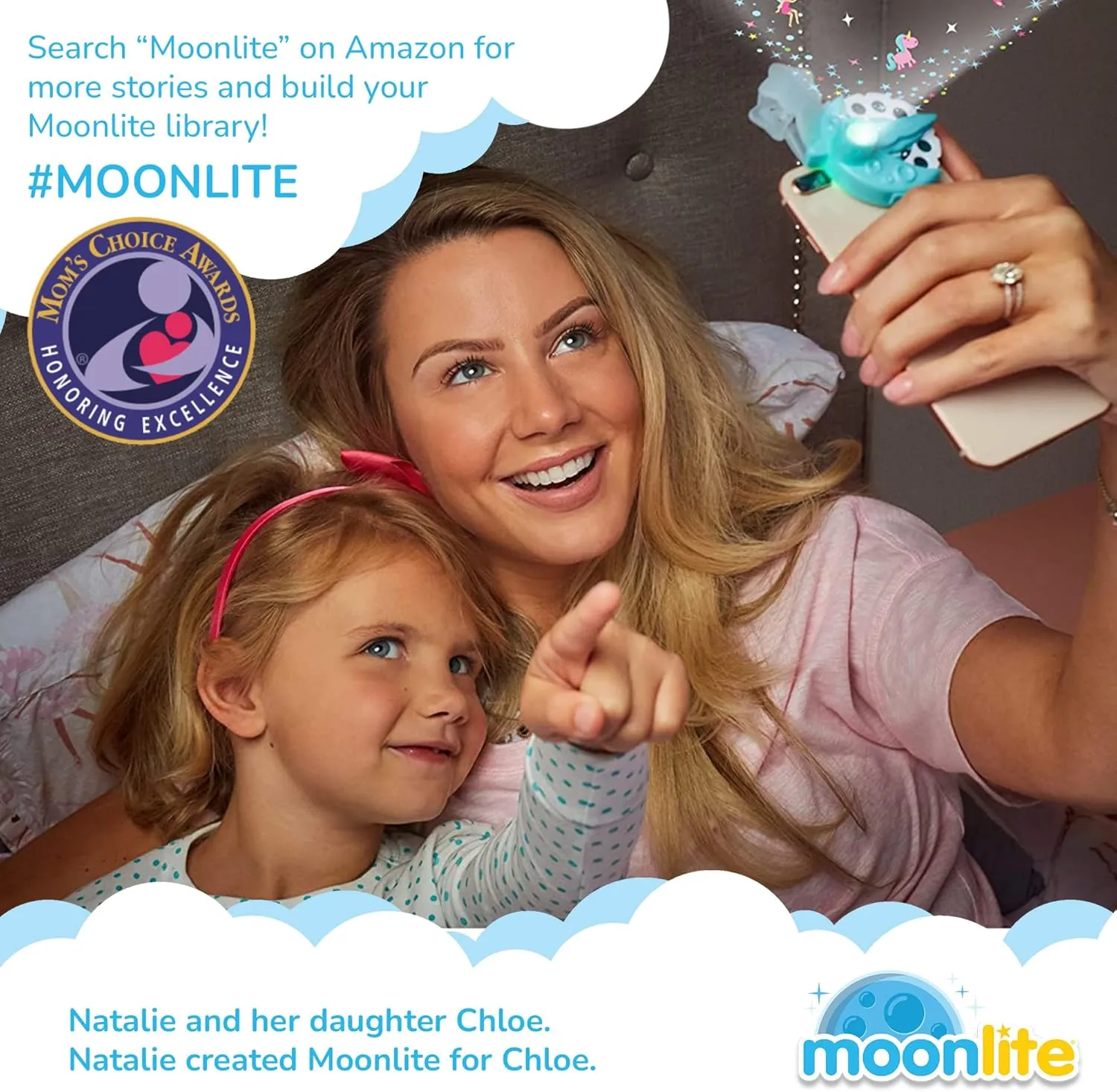 Moonlite Storytime Mini Projector with 4 Mickey Mouse and Friends Stories, A Magical Way to Read Together, Digital Storybooks, Fun Sound Effects, Learning Gifts for Kids Ages 1 and Up