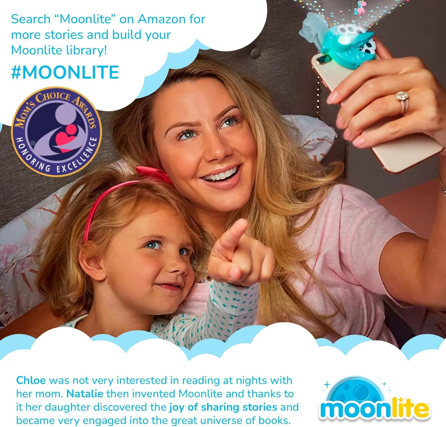 Moonlite Storytime Mini Projector with 4 Winnie The Pooh Stories, A Magical Way to Read Together, Digital Storybooks, Fun Sound Effects, Learning Gifts for Kids Ages 1 and Up