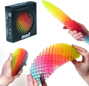 Morf Fidget Worm Toy - Desk Fidgets for Adults - Quiet Worm Fidget Toy Sensory Toys - Fun and Interactive Fidget Toy for Kids - USA Patent Pending Figgy Toys (Rainbow, Big)