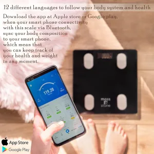 Moss & Stone Smart Scale for Body Weight, Digital Bathroom Weighing Machine Fat Percentage BMI Muscle, Accurate Composition Analyzer People, Bluetooth Electronic Measurement Tool, 400lb