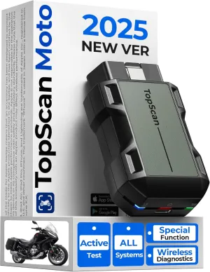 Motorcycle Scan Tool TOPDON TopScan, Wireless Motorcycle Scanner Fits for Harley, Ducati, BMW & Japan Brands, All Systems Motorbike Scanner Tool with Reset Functioan, Data Stream, AutoVIN