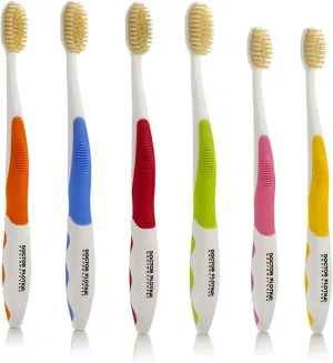 MOUTHWATCHERS Soft Flossing Toothbrushes, Value Family Pack, 4 Adult & 2 Kids, Ultra Clean Manual Toothbrush Set for Sensitive Teeth & Gums, by Dr. Plotka, Assorted Colors