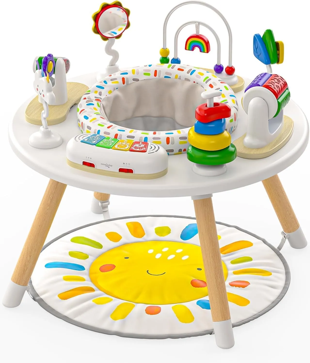 Move2Play 4-in-1 Baby Activity Center | Montessori-Inspired Design | 8 Interactive Toys | Tummy Time, Exersaucer, Jumper & Toddler Table | Baby Essential