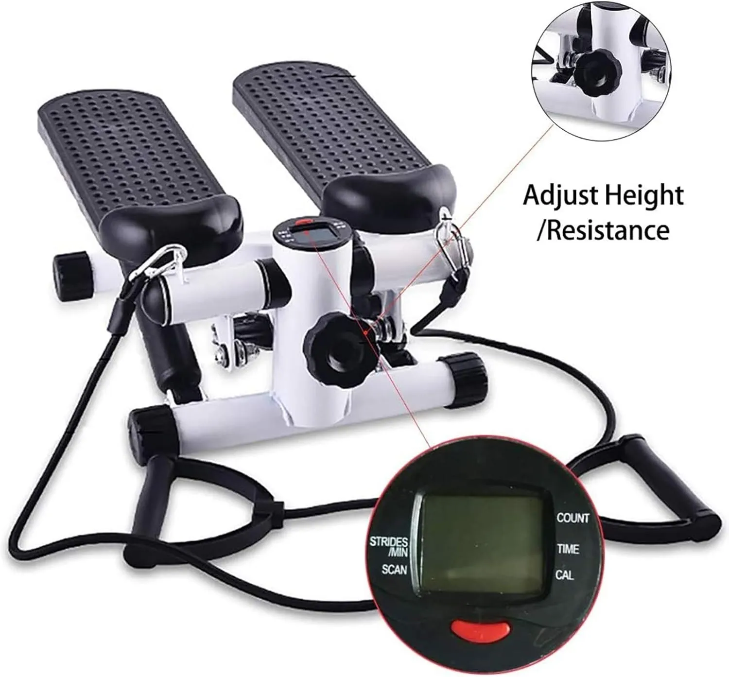 Multifunction Stepper Fitness Exercise Machine Mini Hydraulic Stepper with Drawstring Cardio Exercise Steppers Home Fitness Equipment with LCD Display 150kg Load Pedal Machine (Color A)