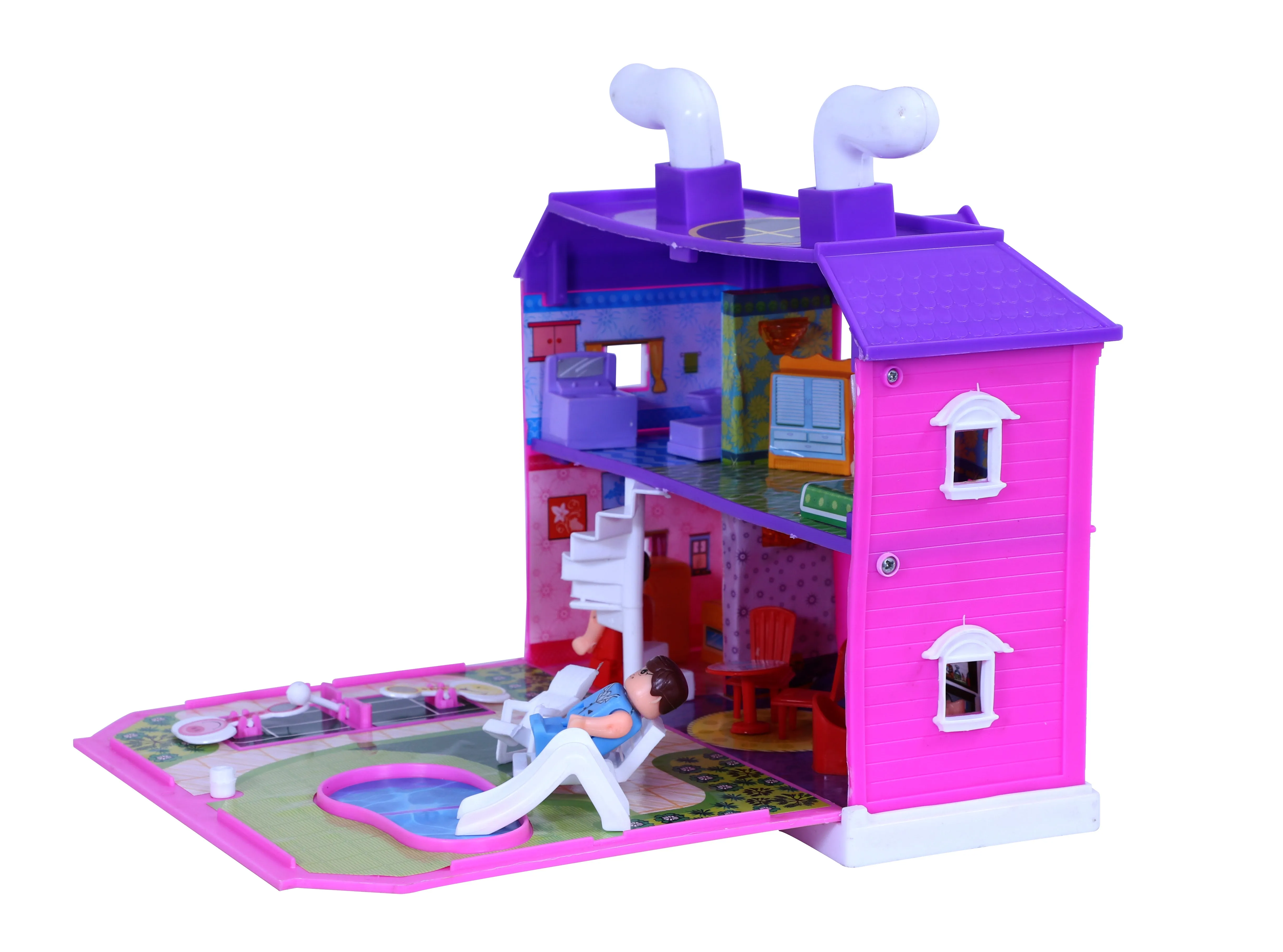 My Family Doll House - 35 pcs | Girls Role Playset | Pretend Play | Doll House with Furniture | Dollhouse Accessories | Imaginative Play | Playhouse | For Kids Age 3  years
