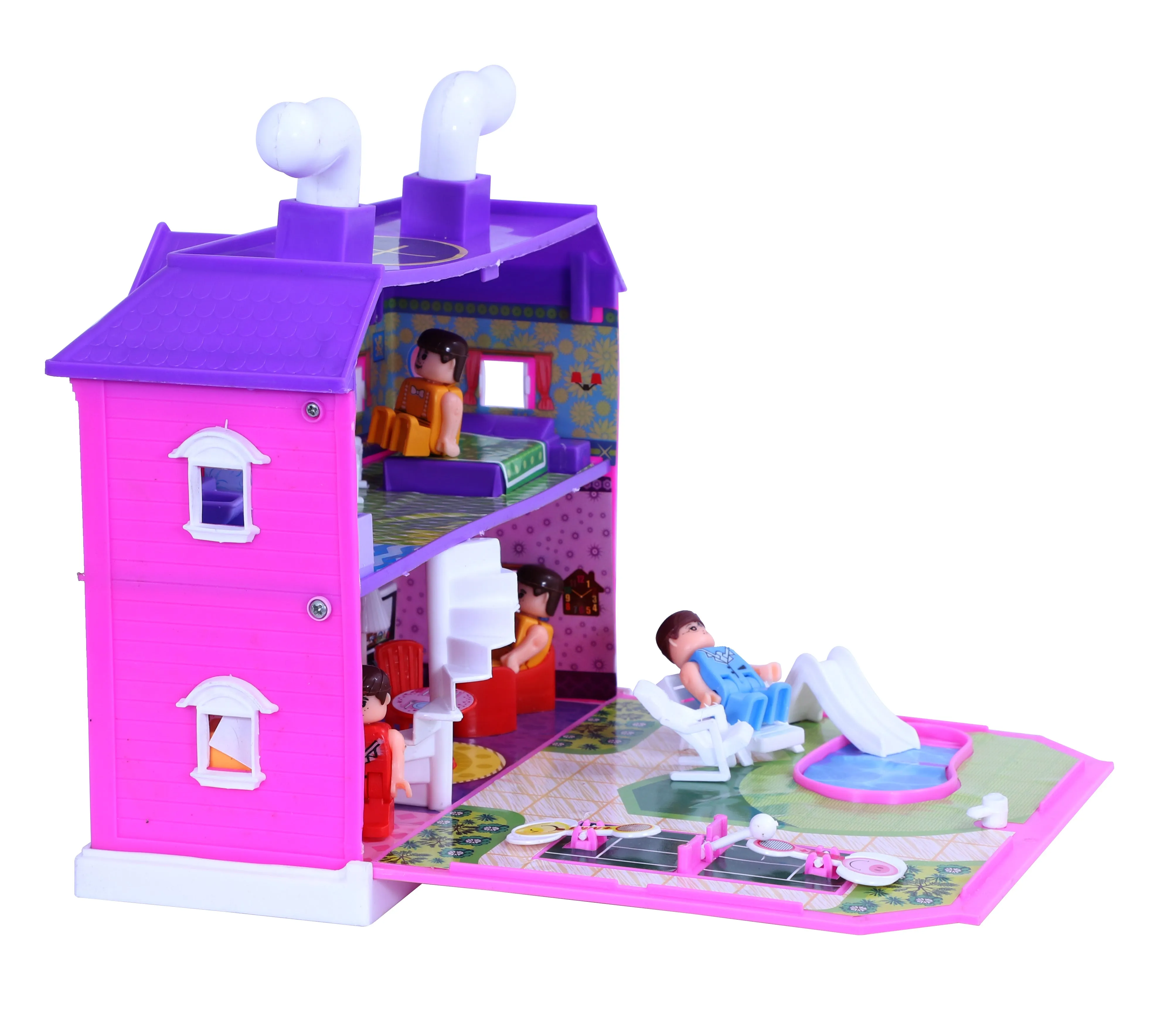 My Family Doll House - 35 pcs | Girls Role Playset | Pretend Play | Doll House with Furniture | Dollhouse Accessories | Imaginative Play | Playhouse | For Kids Age 3  years