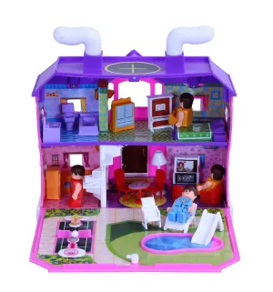 My Family Doll House - 35 pcs | Girls Role Playset | Pretend Play | Doll House with Furniture | Dollhouse Accessories | Imaginative Play | Playhouse | For Kids Age 3  years
