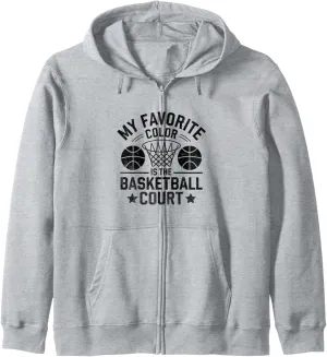 My Favorite Color Is The Basketball Court Shoot Court Player Zip Hoodie