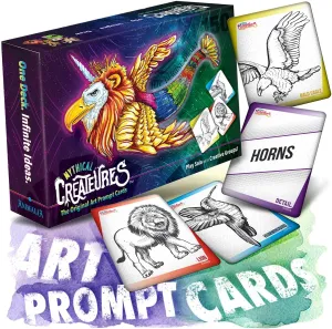 Mythical Creatures Drawing Art Prompts for Kids to Sketch Funny Animals Together! 150 Prompt Cards, Millions of Weird Ideas. Creative Games for Tweens, Teachers, Teens, Family Fun Artsy Imaginations!