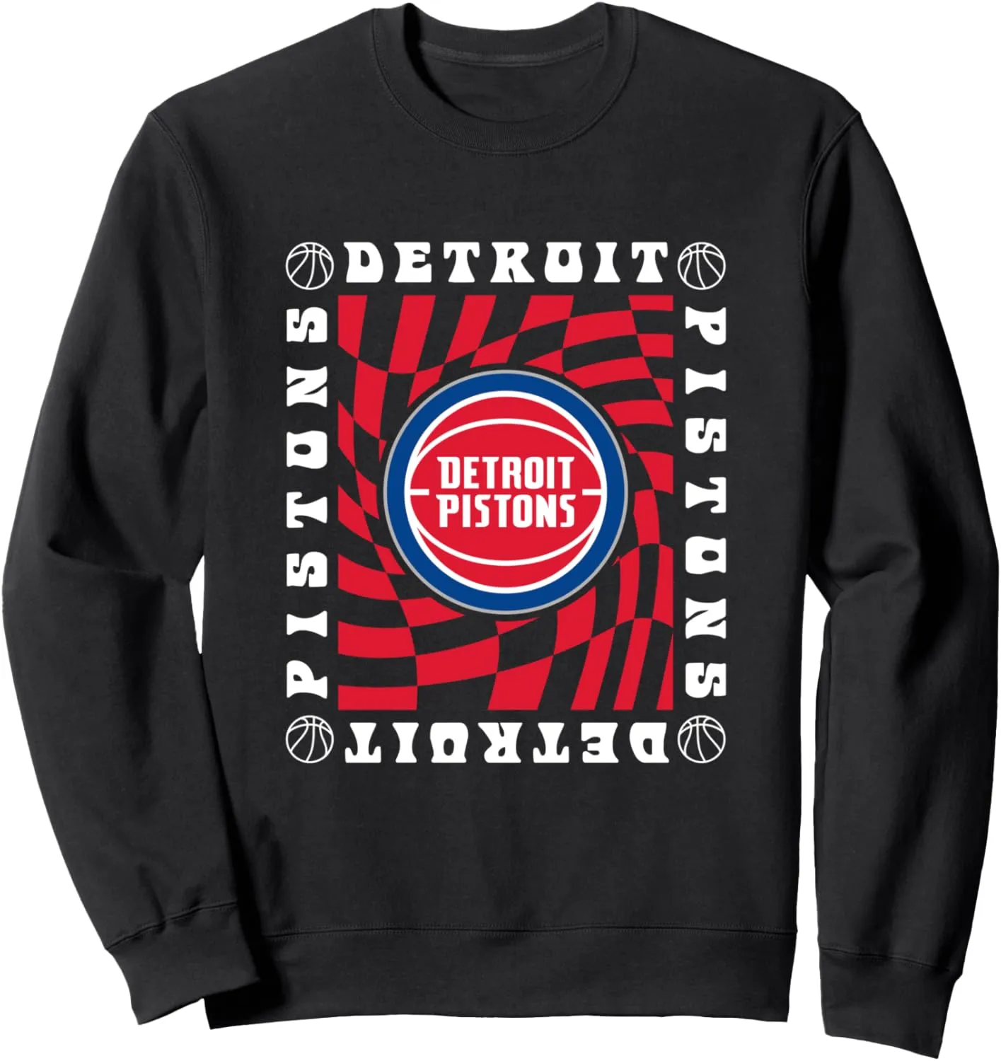 NBA Detroit Pistons Retro Checkerboard Wave Sweatshirt