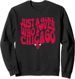 NBA Just A Girl Who Loves Chicago Retro Bulls Wave Logo Sweatshirt