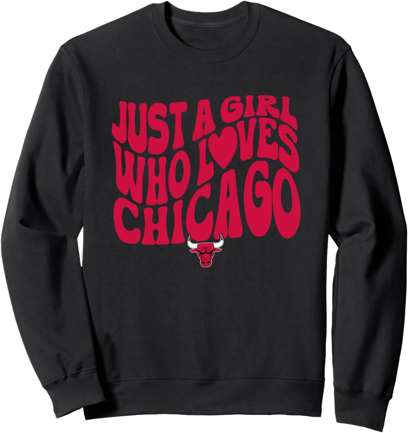 NBA Just A Girl Who Loves Chicago Retro Bulls Wave Logo Sweatshirt