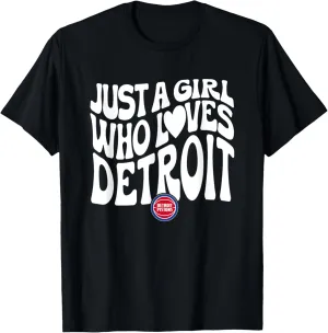 NBA Just A Girl Who Loves Detroit Wavy Pistons Logo T-Shirt