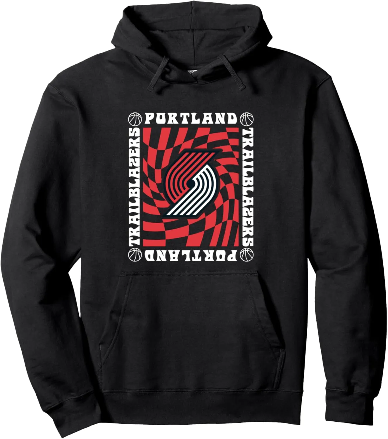 NBA Portland Trail Blazers Retro Checkerboard Wave Pullover Hoodie