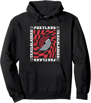 NBA Portland Trail Blazers Retro Checkerboard Wave Pullover Hoodie
