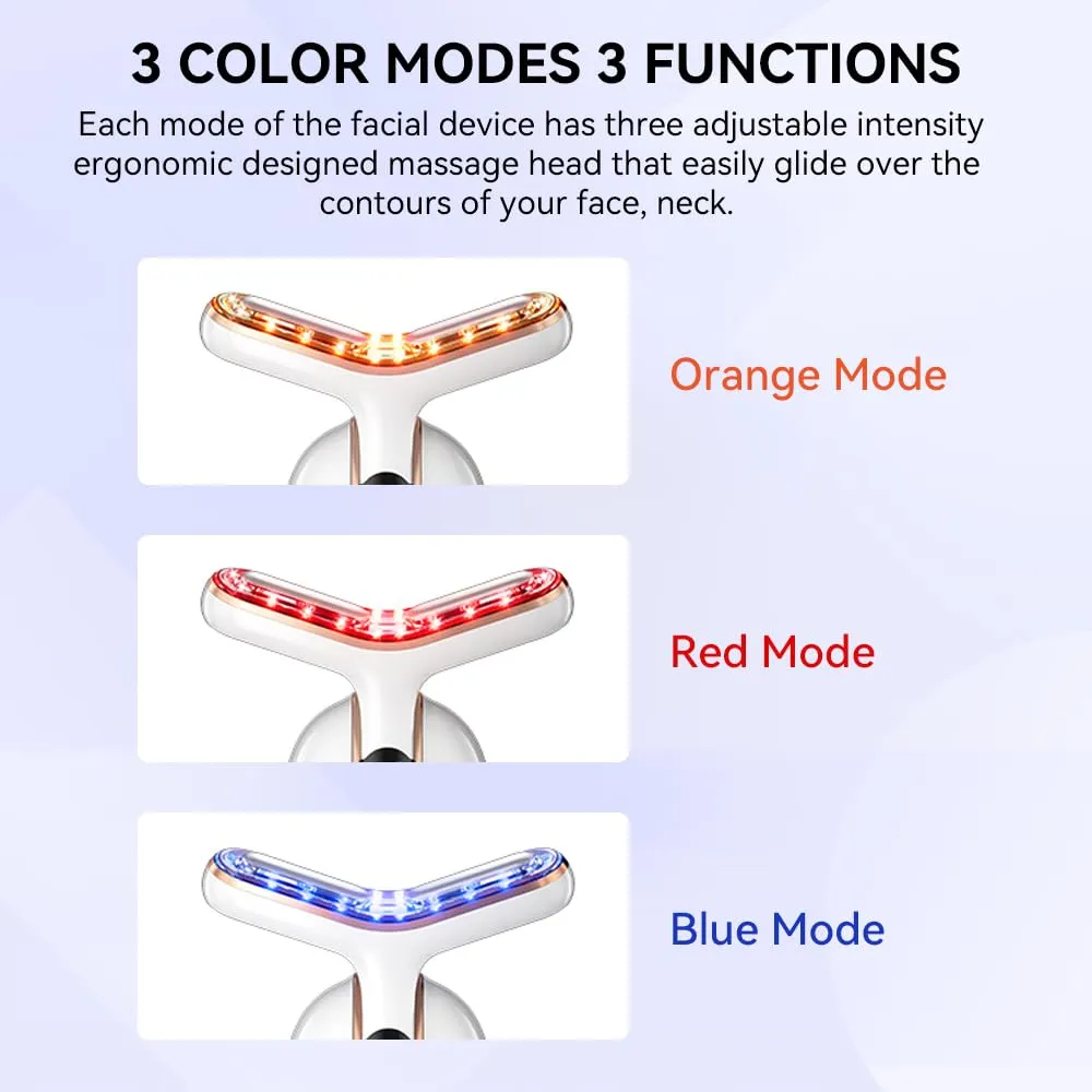 Neck Face Massager, Multifunctional Facial Massager, Face Sculpting Tool for Skin Care with Vibration, Thermal (White Gold)