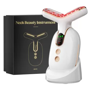 Neck Face Massager, Multifunctional Facial Massager, Face Sculpting Tool for Skin Care with Vibration, Thermal (White Gold)
