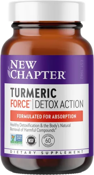 New Chapter Turmeric Supplement   Daily Detox Turmeric Force Detox Action with Green Tea   Ginger   NO Black Pepper Needed   NonGMO Ingredients Vegetarian Capsule, 60 Count