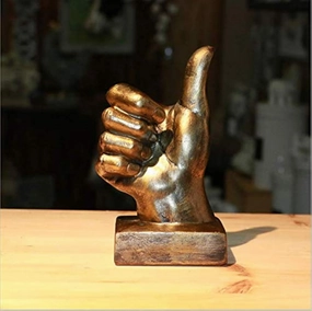 Nice purchase Hand Finger Gesture Desk Statues Fingers Sculpture Creative Home Living Room Cabinet Shelf Decoration (Thumbs-up in Gold)