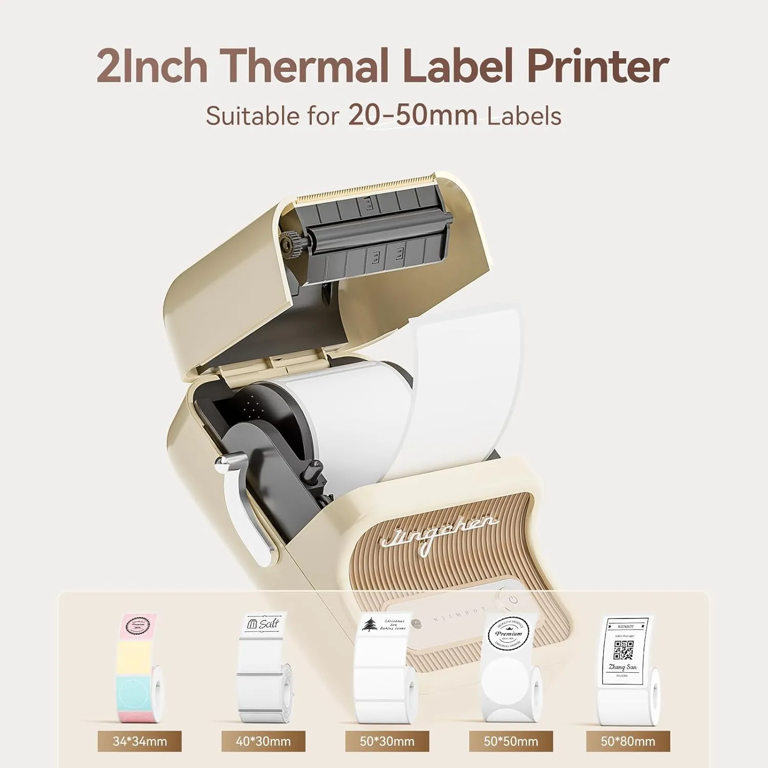 NIIMBOT B21 Label Maker Machine with Tape 2Inch Portable Sticker Printer Thermal Labeler for Jar Price Address Label for Business Home Office Organization, White