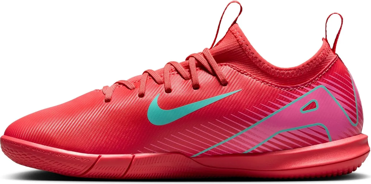 Nike Jr. Mercurial Vapor 16 Academy Little/Big Kids' IC Low-Top Soccer Shoes (FQ8411-800, Ember Glow/Aurora Green)