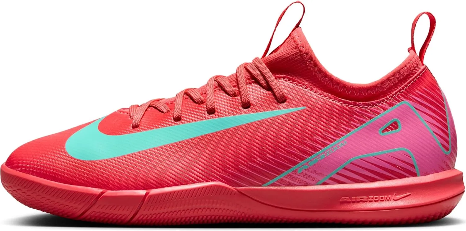 Nike Jr. Mercurial Vapor 16 Academy Little/Big Kids' IC Low-Top Soccer Shoes (FQ8411-800, Ember Glow/Aurora Green)