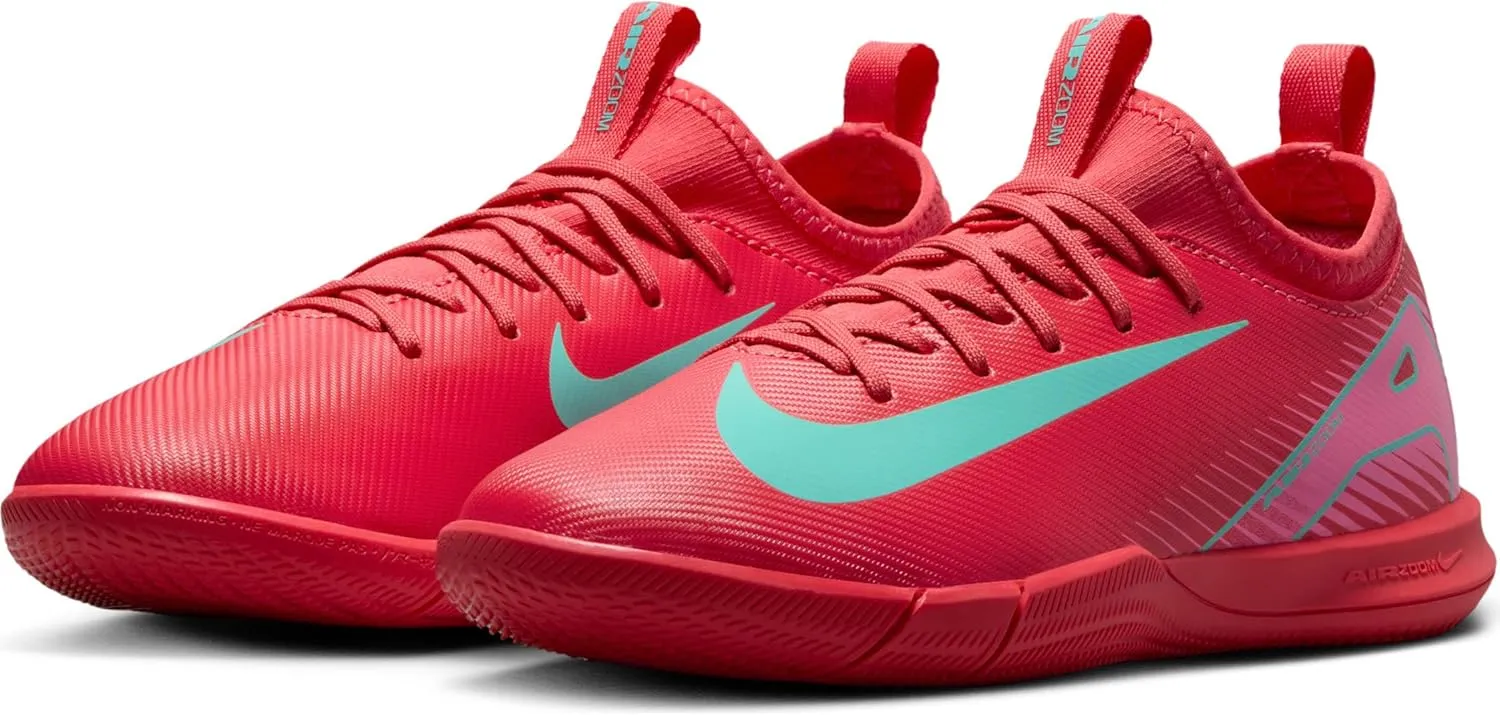 Nike Jr. Mercurial Vapor 16 Academy Little/Big Kids' IC Low-Top Soccer Shoes (FQ8411-800, Ember Glow/Aurora Green)