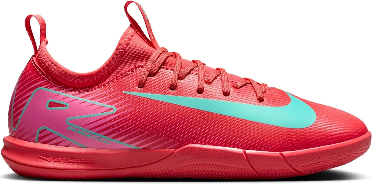 Nike Jr. Mercurial Vapor 16 Academy Little/Big Kids' IC Low-Top Soccer Shoes (FQ8411-800, Ember Glow/Aurora Green)