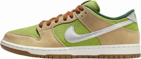 Nike SB Dunk Low Pro Skate Shoes (FQ7585-200, Sesame/Pear/Fir/Metallic Silver) Size 11