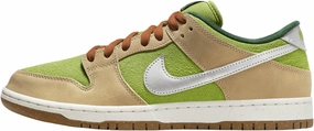Nike SB Dunk Low Pro Skate Shoes (FQ7585-200, Sesame/Pear/Fir/Metallic Silver) Size 9