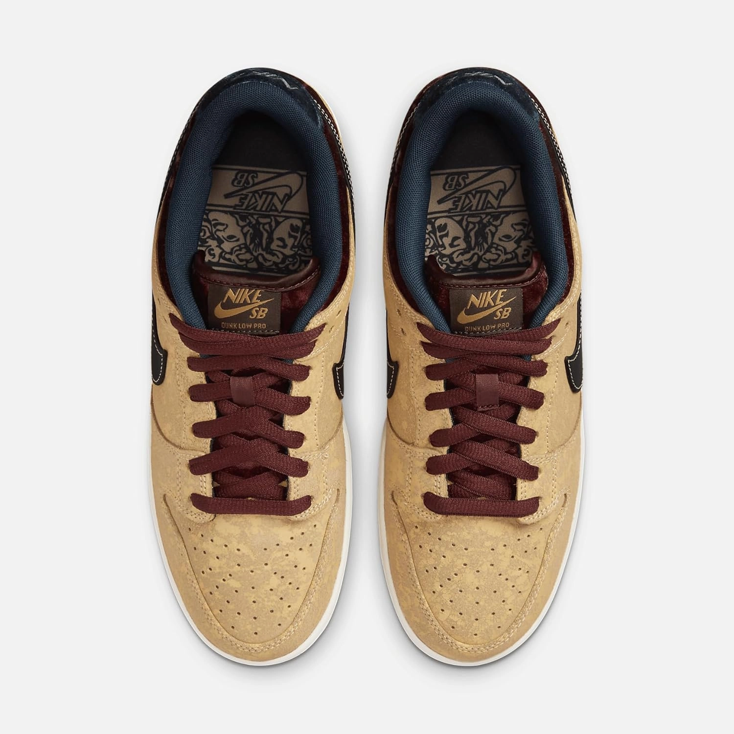 Nike SB Dunk Low Pro Skate Shoes (FZ1278-200, Celestial Gold/Dark Team Red/Armory Navy/Black)
