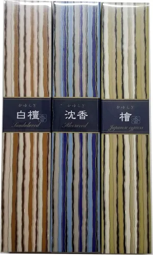 nippon kodo Kayuragi Incense Set of 3 Scents (Sandalwood, Aloeswood and Japanese Cypress) 40 Sticks in Each Scent