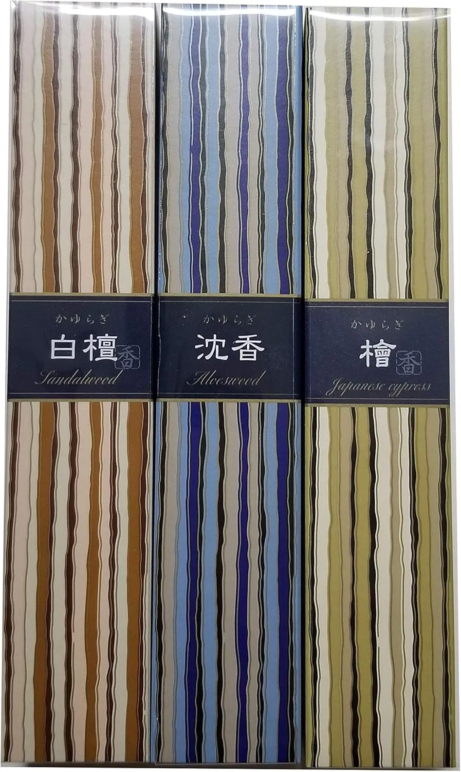 nippon kodo Kayuragi Incense Set of 3 Scents (Sandalwood, Aloeswood and Japanese Cypress) 40 Sticks in Each Scent