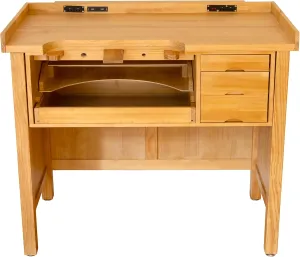 Noble Fine Wood Smart Jewelers Bench - Wooden Workbench with Drawers, Solid Wood Top, Power Outlets and USB Ports for Jewelry Making