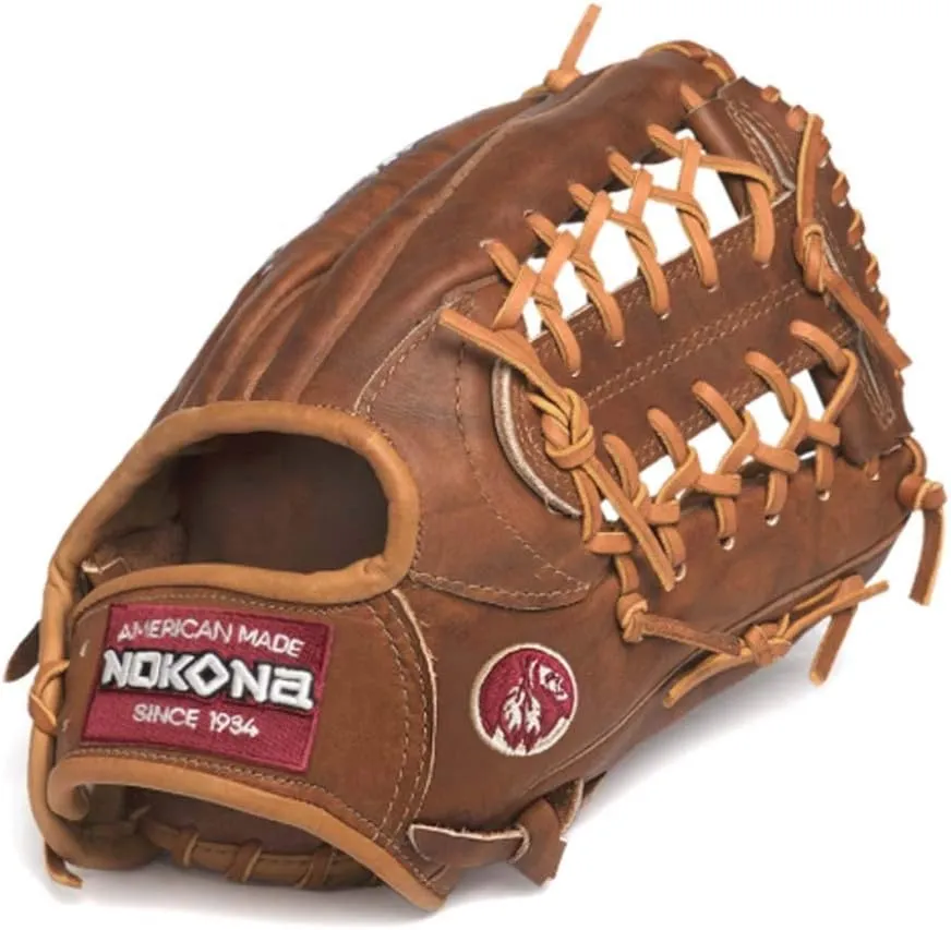 Nokona Youth Walnut Modified Trap Tan Lace 11.25" Right Handers Baseball Glove (Walnut, Right Hand Thrower)