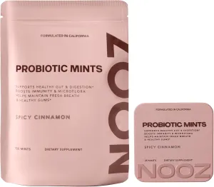 NOOZ Probiotic Mints Refill Bag - Gut & Oral Health Support - Spicy Cinnamon | Boosts Immunity & Digestion, Freshens Breath - Sugar-Free, No Aspartame - Eco-Friendly Refill Pack, 150 Mints