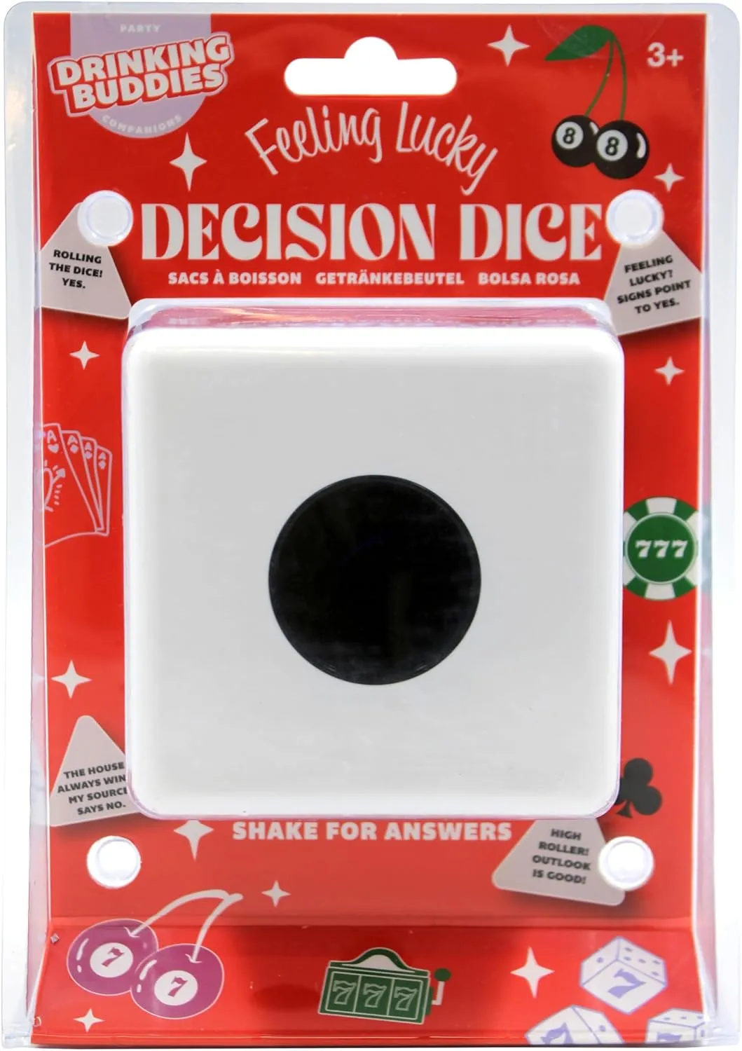 NPW Drinking Buddies Vegas Dice Decision Ball - Dice Shaped Magic 8 Ball, Perfect for Parties & Celebrations Las Vegas Party Theme