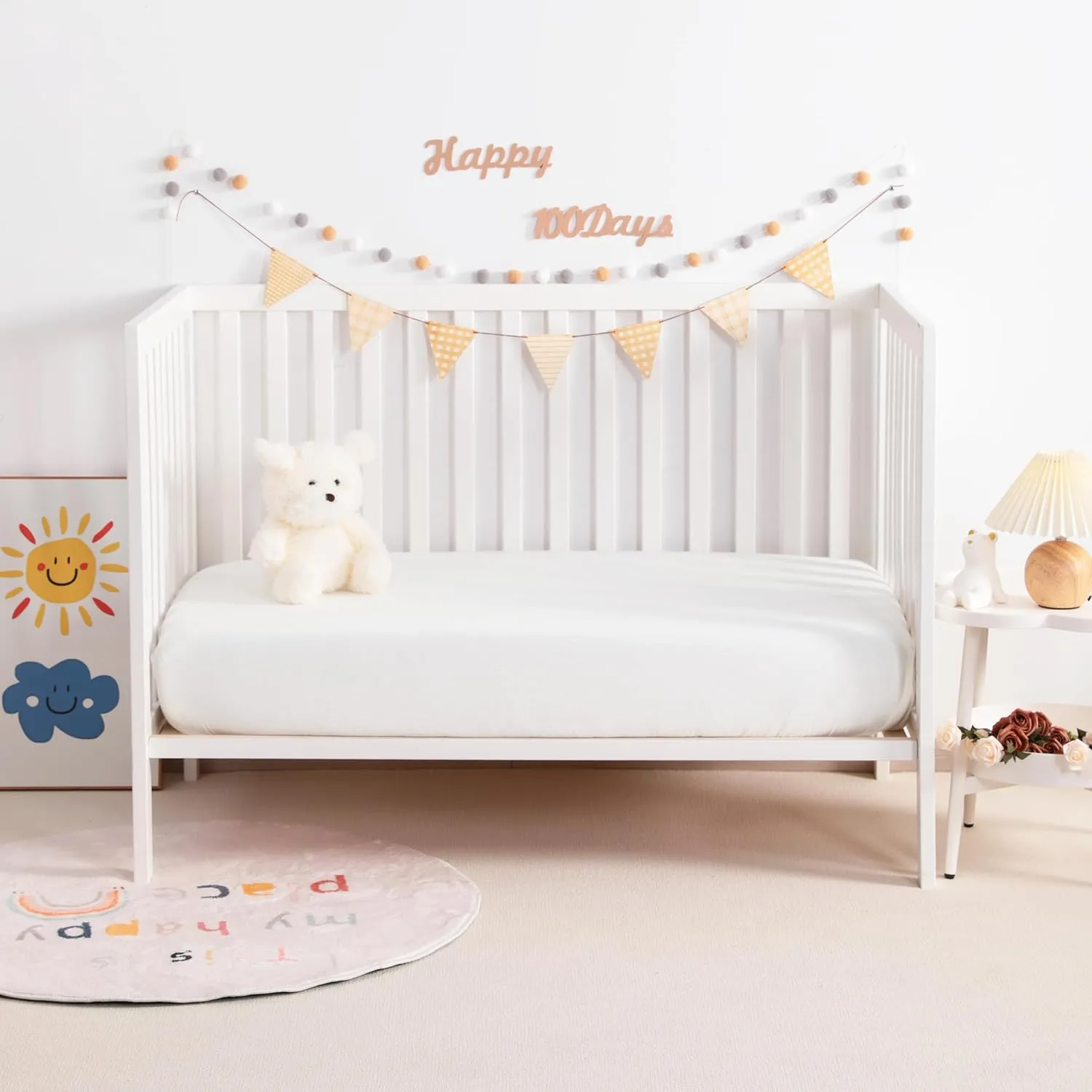 NTBAY 2 Pack Muslin Cotton Mini Crib Sheets, Soft and Breathable Double Layer 24x38 Baby Crib Sheets for Mini Crib and Toddler Mattresses, Boys, Girls, Unisex, White, 24x38 Inches