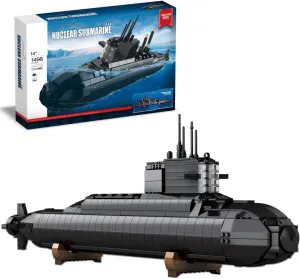 Nuclear Submarine Building Sets 1498PCS Military Submarine Building Blocks Toys with LED Lights WW2 Decor Battleship Model Kit for Army Enthusiasts, Adults & Boys