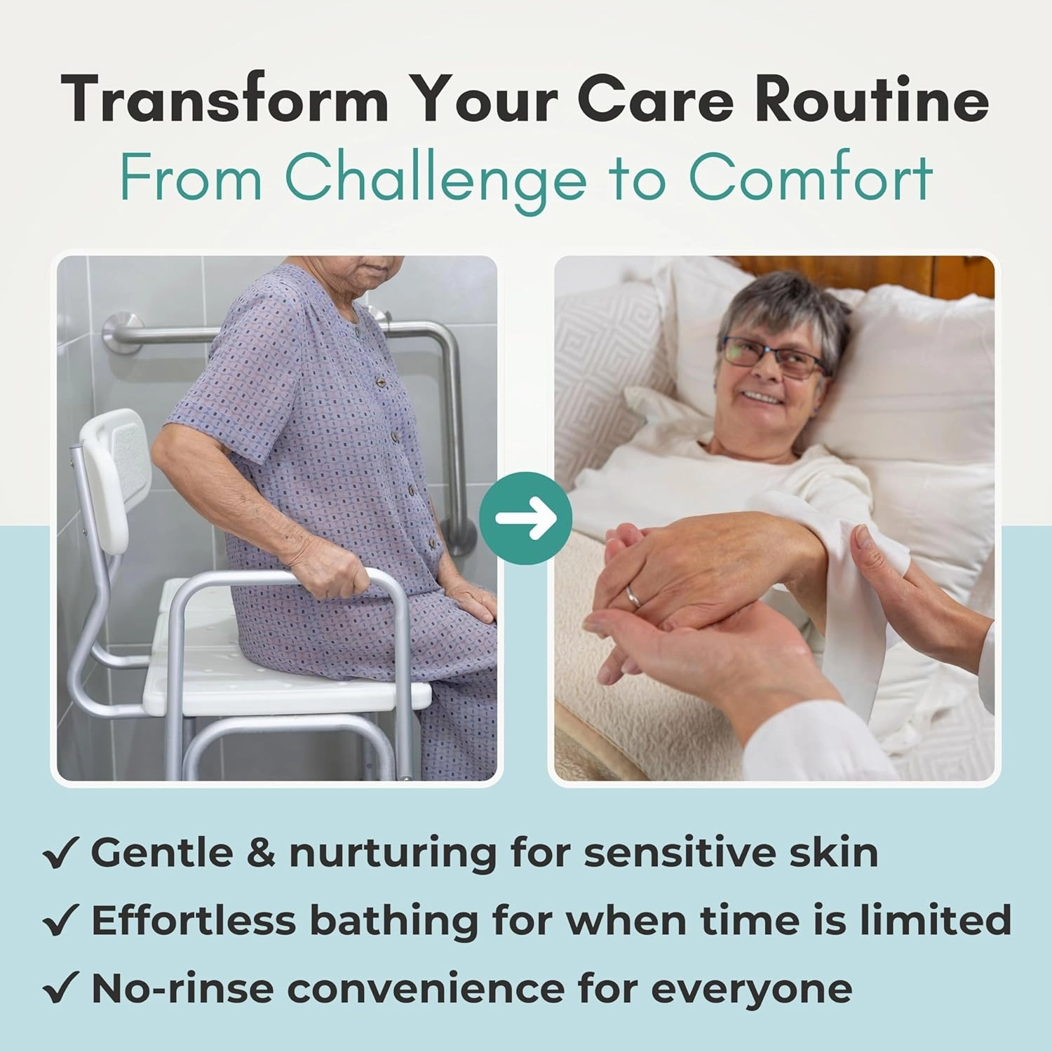 Nurture XL Ultra Thick Body Wipes for Adults w/Aloe | 40 Extra Large Disposable Cloth Wet Cleansing No Rinse Bathing Washcloths, Waterless Shower | Bath Wipe for Women, Men & Elderly